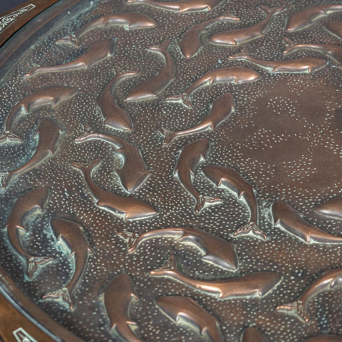 photo vinterior Vintage 20th Century Spanish Embossed Copper Table By Malart C.1930