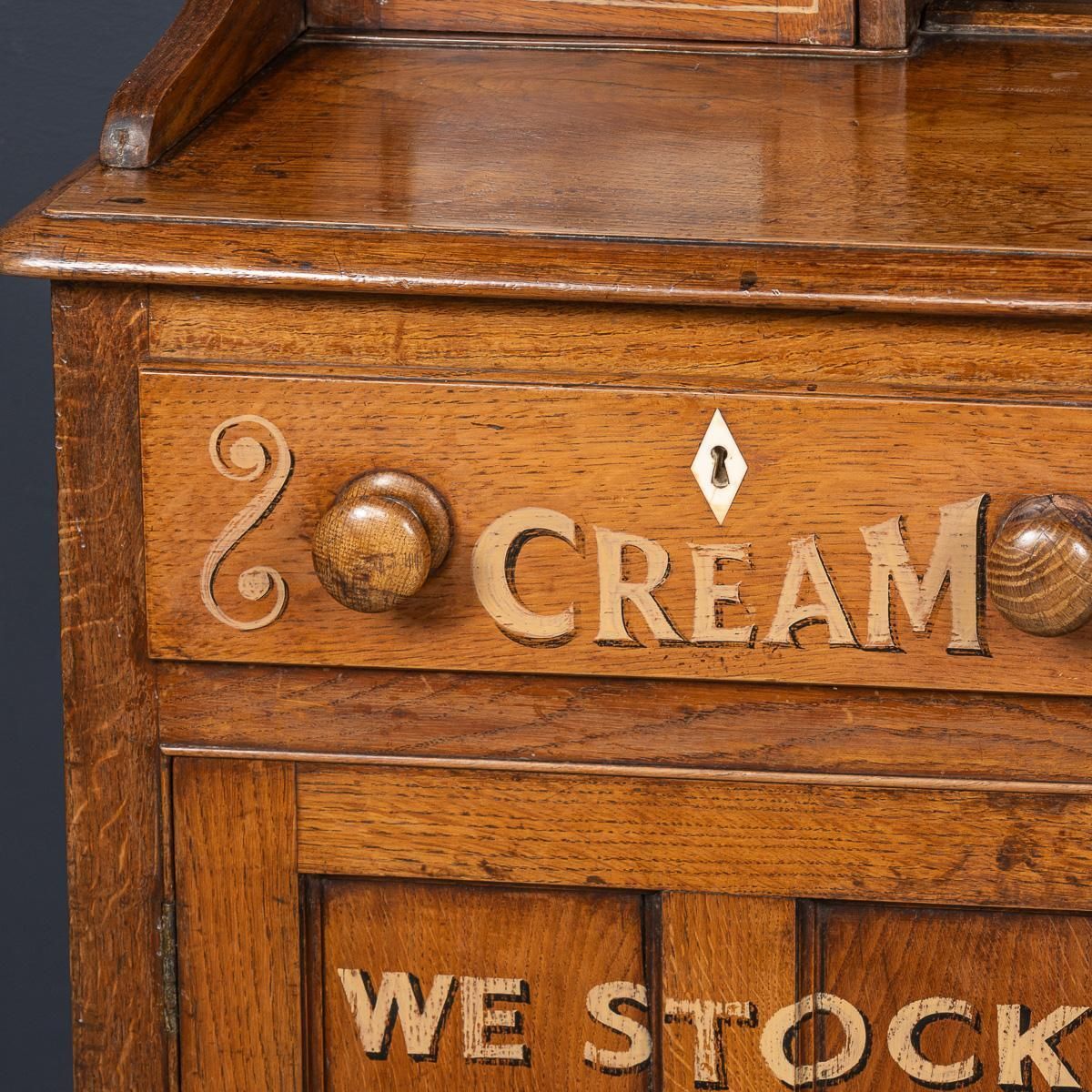 photo furniture Antique 19th Century Victorian Solid Oak & Glass Dresser, Later Painted C.1880