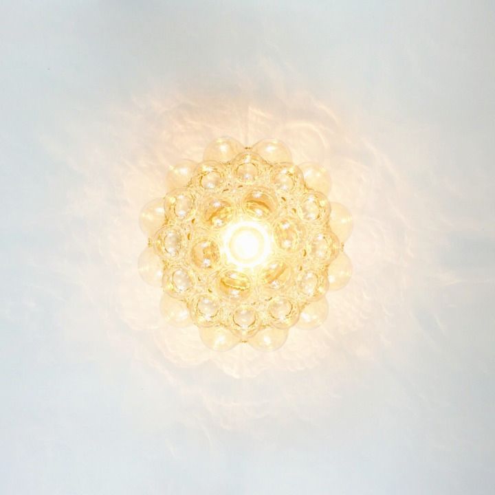 Grote Mid Century Amber Bubbelglas Plafondlamp Van Helena Tynell Voor Limburg, Duitsland, Jaren 1970 photo buy