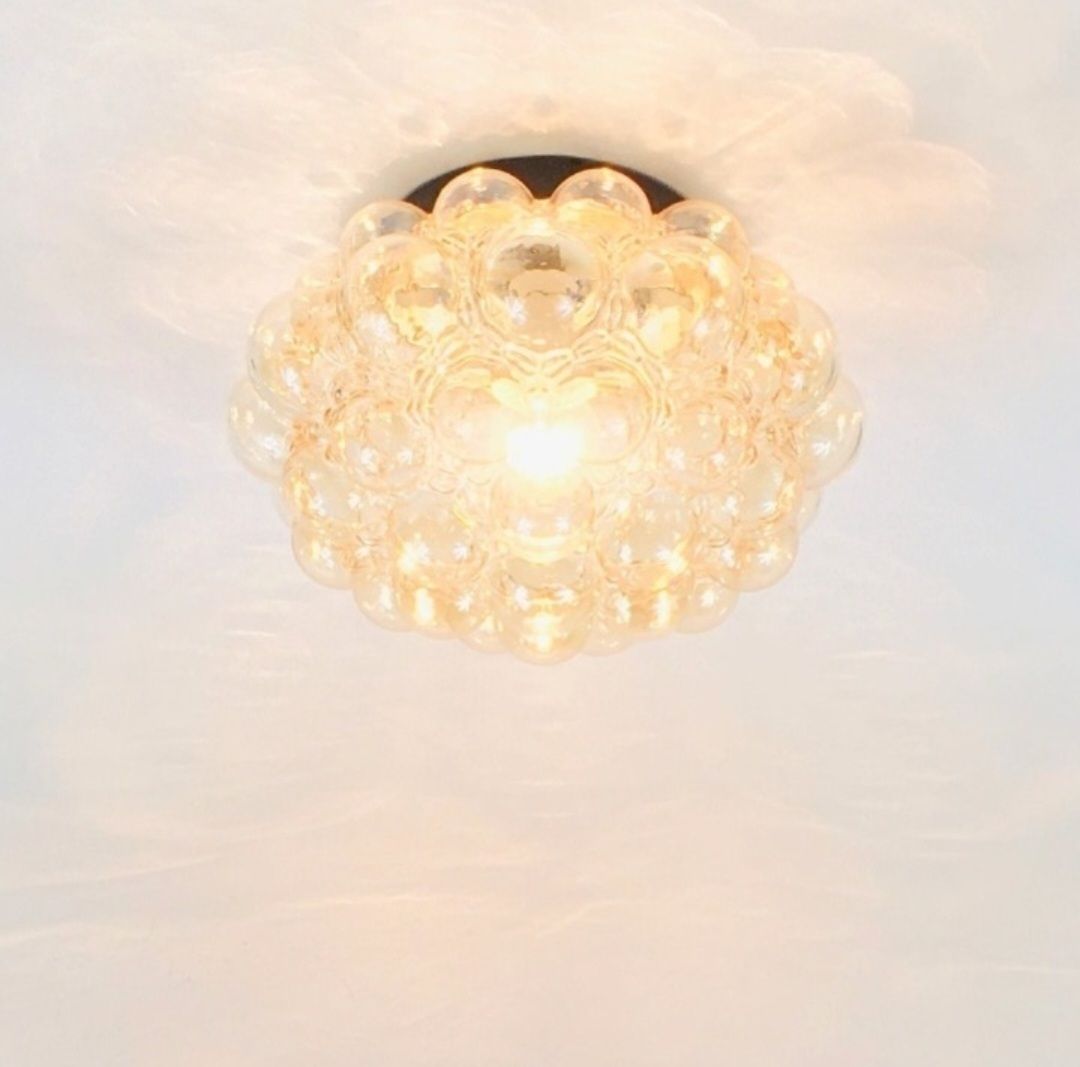 Grote Mid Century Amber Bubbelglas Plafondlamp Van Helena Tynell Voor Limburg, Duitsland, Jaren 1970 photo 690.0