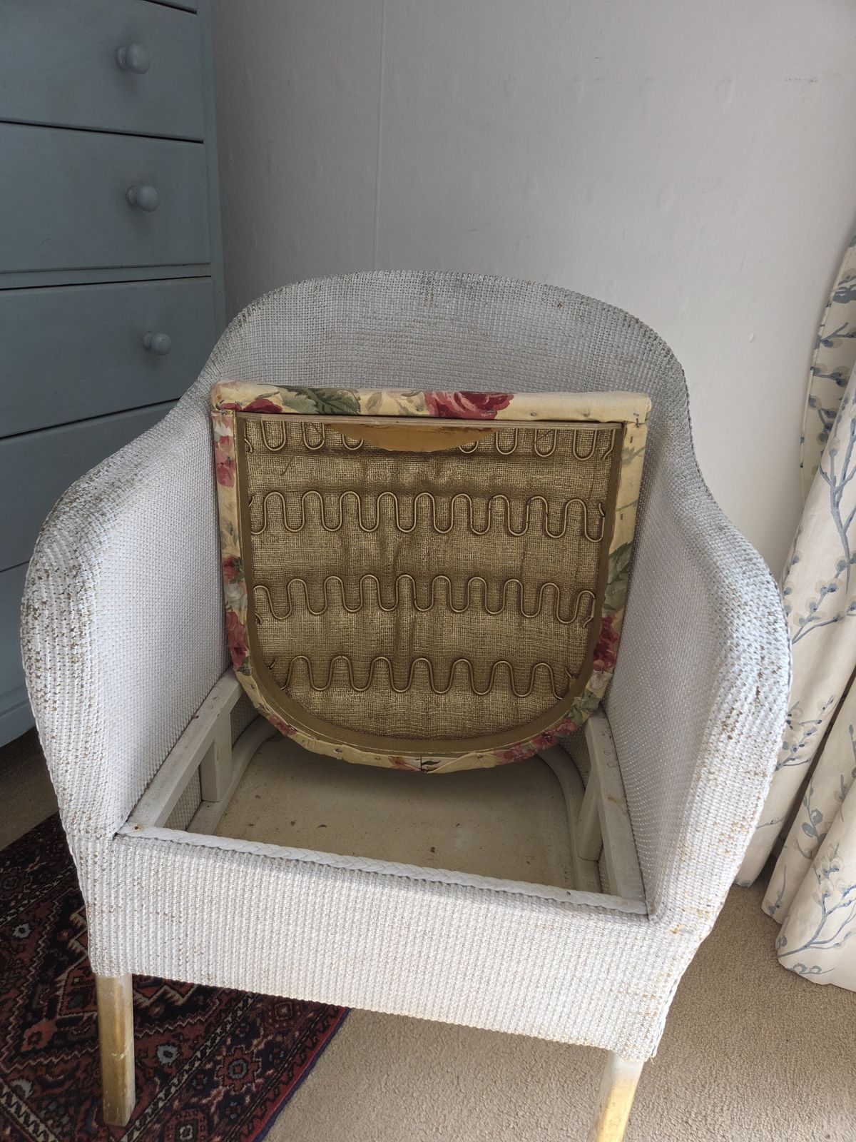 Antique Lloyd Loom Chair With Removable Seat For Storage photo furniture
