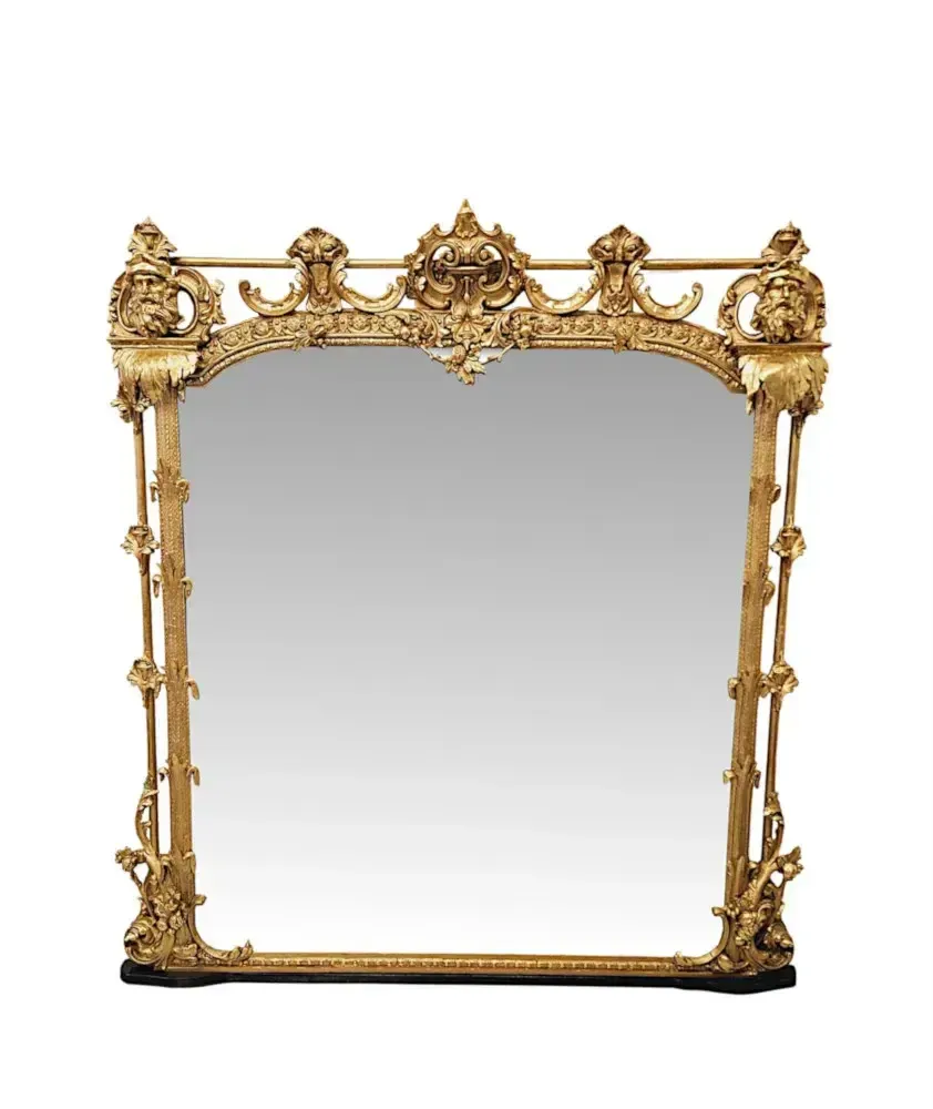 A Very Rare Large Size 19th Century Castle Or Country House Overmantel Mirror