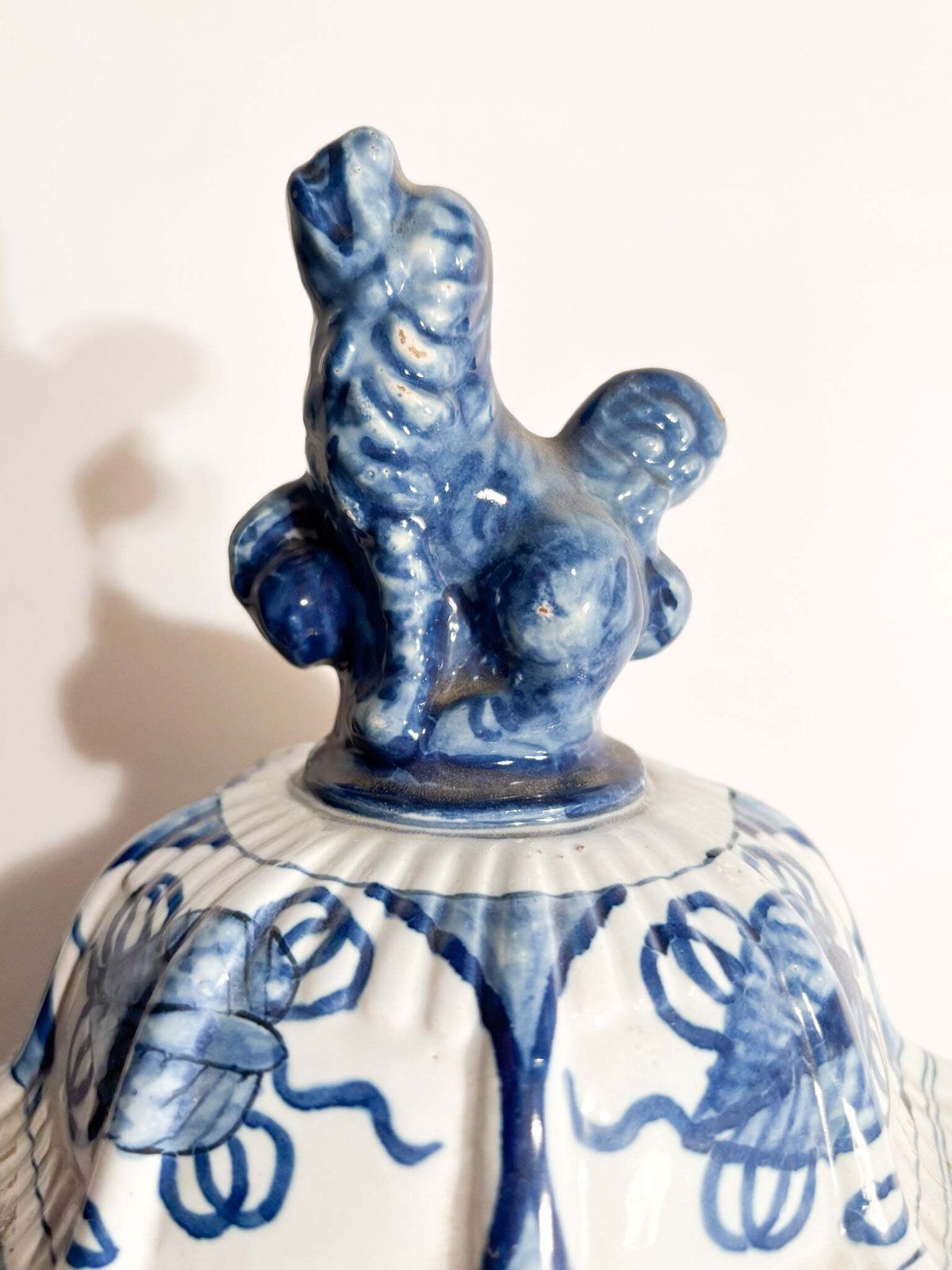 Delft Ceramic Vase White And Cobalt Blue Early Twentieth Century photo vinterior