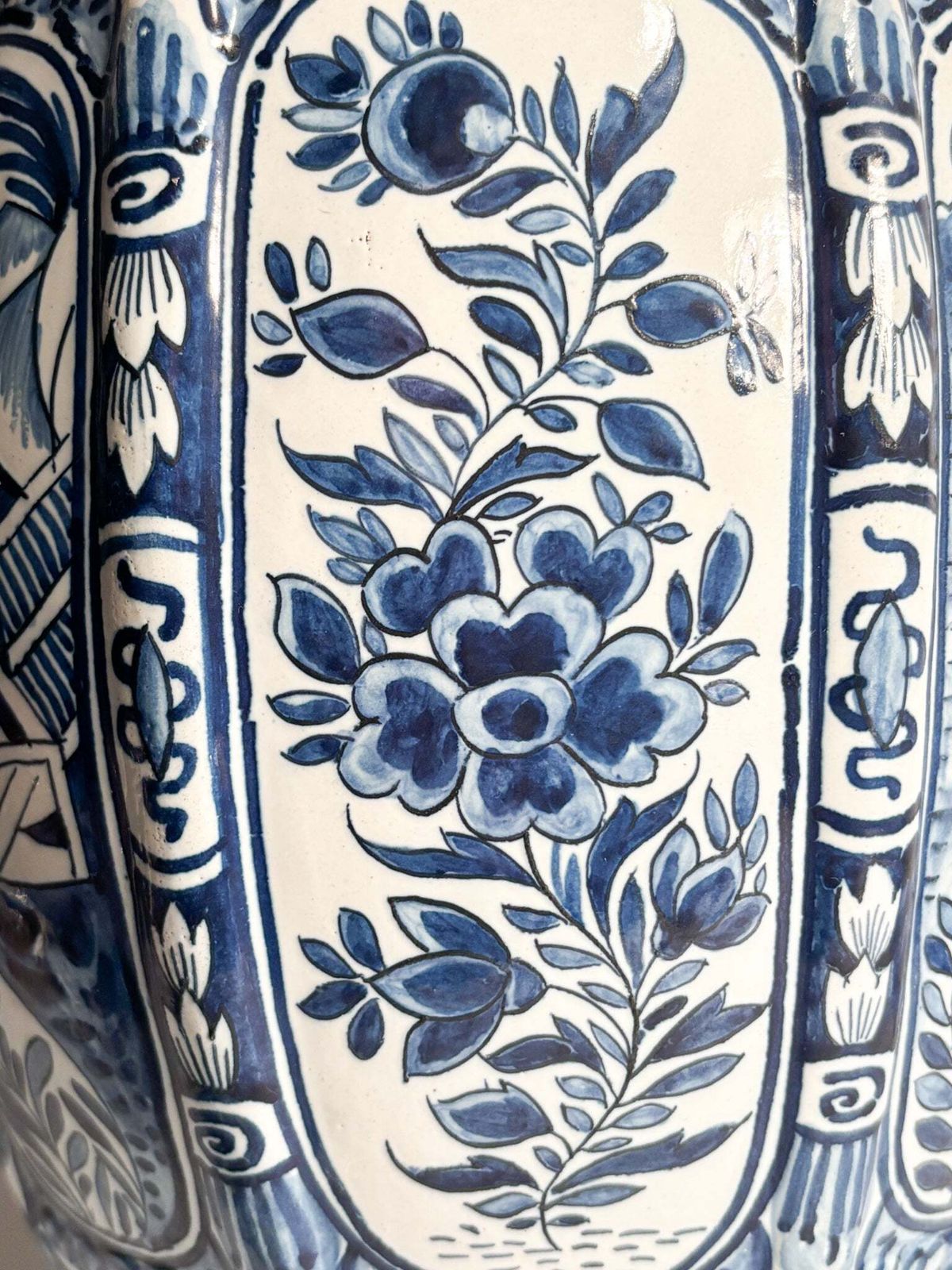 photo for sale Delft Ceramic Vase White And Cobalt Blue Early Twentieth Century
