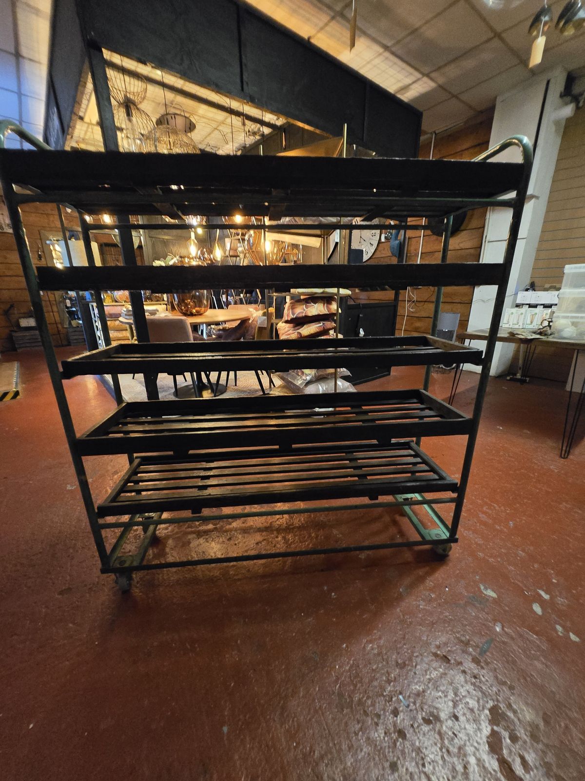 Origional Old Factory Shoe Storage Trolleys photo for sale