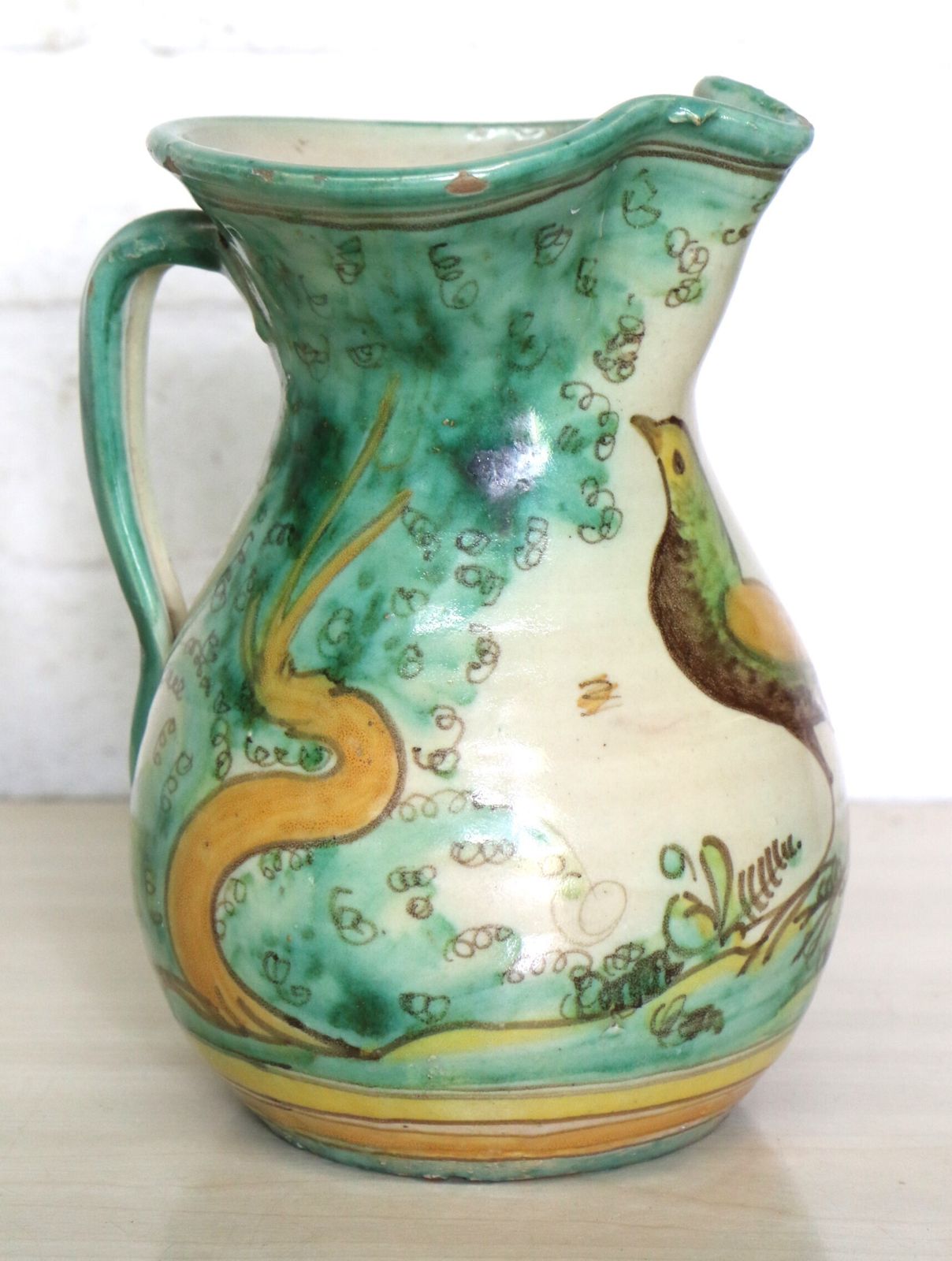 Antique Spanish San Jose Pottery Jug Ewer Hand Painted And Beautiful photo furniture