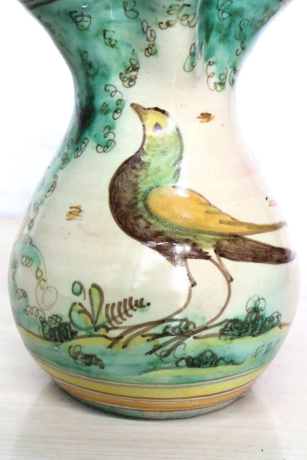 Antique Spanish San Jose Pottery Jug Ewer Hand Painted And Beautiful photo vintage