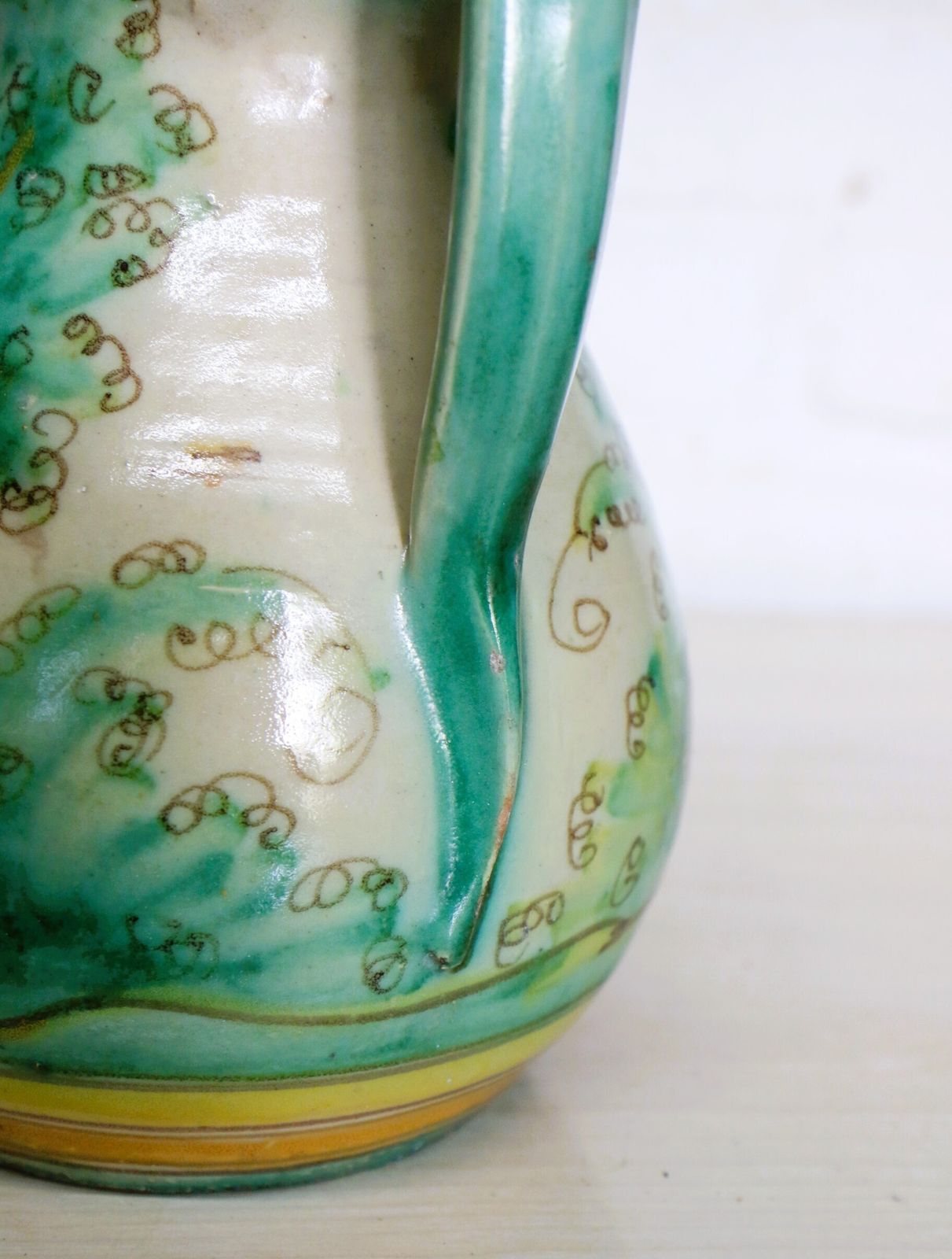 Home Decor Antique Spanish San Jose Pottery Jug Ewer Hand Painted And Beautiful photo