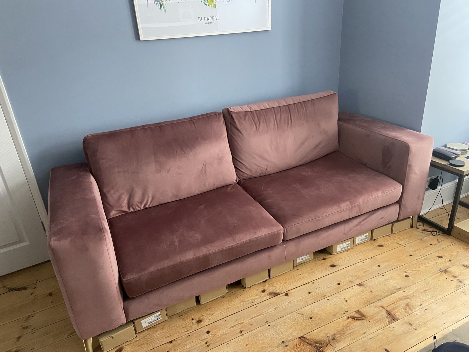 Dfs Mauve Darcy Velvet 4 Seater Sofa photo furniture