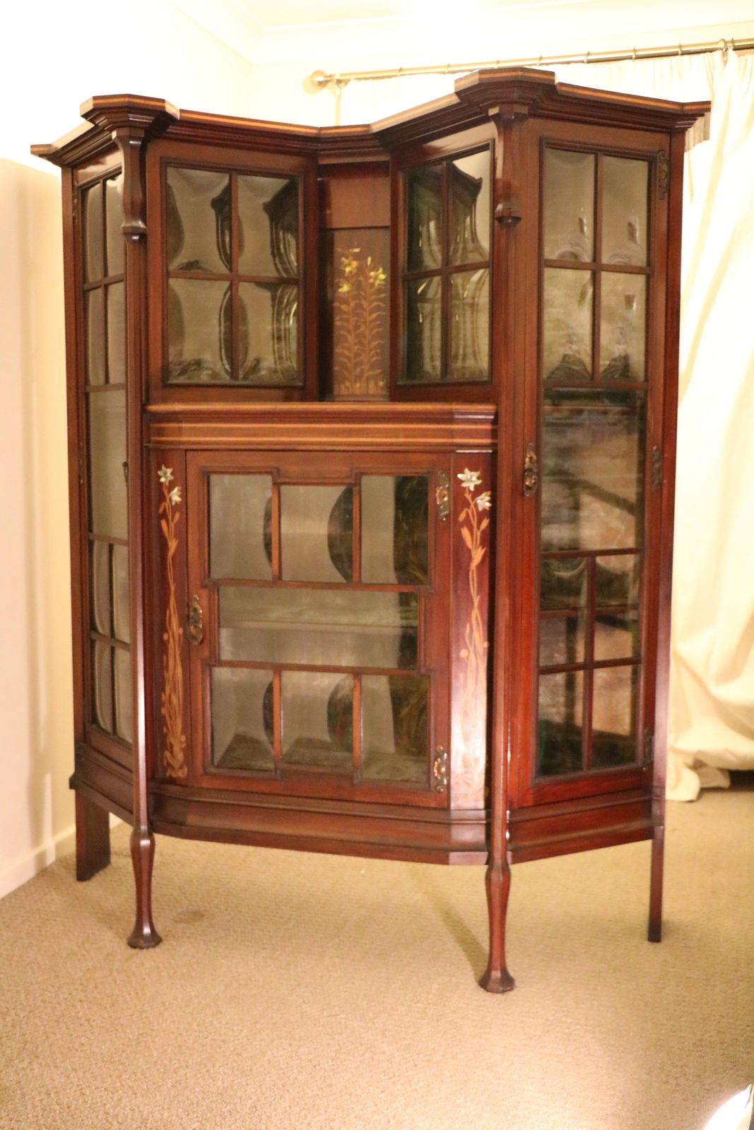 Arts And Crafts Period Mahogany Display Cabinet Shapland & Petter Of Barnstaple Circa 1900 photo for sale