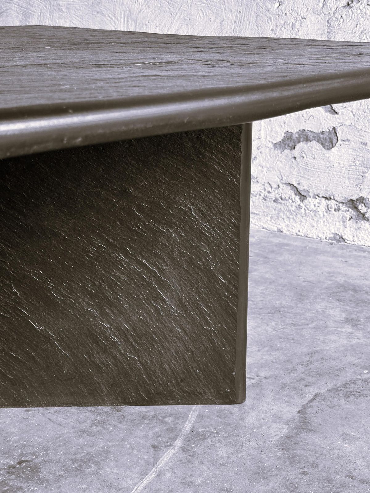 Massive Solid Square Slate Coffee Table, 1970s. France photo Furniture
