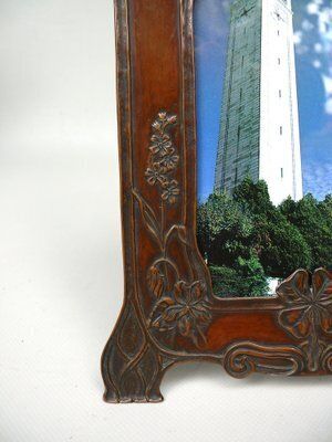 German Art Nouveau Picture Frame In Patinated Copper, 1890s photo vinterior