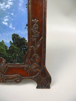 German Art Nouveau Picture Frame In Patinated Copper, 1890s photo vintage