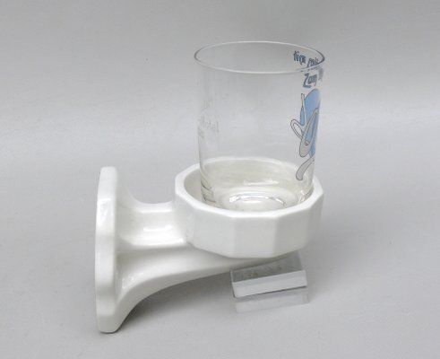 Art Deco Odol Toothpaste Cup With Wall Holders In Ceramic & Glass, 1920s, Set Of 4 photo 1335.0
