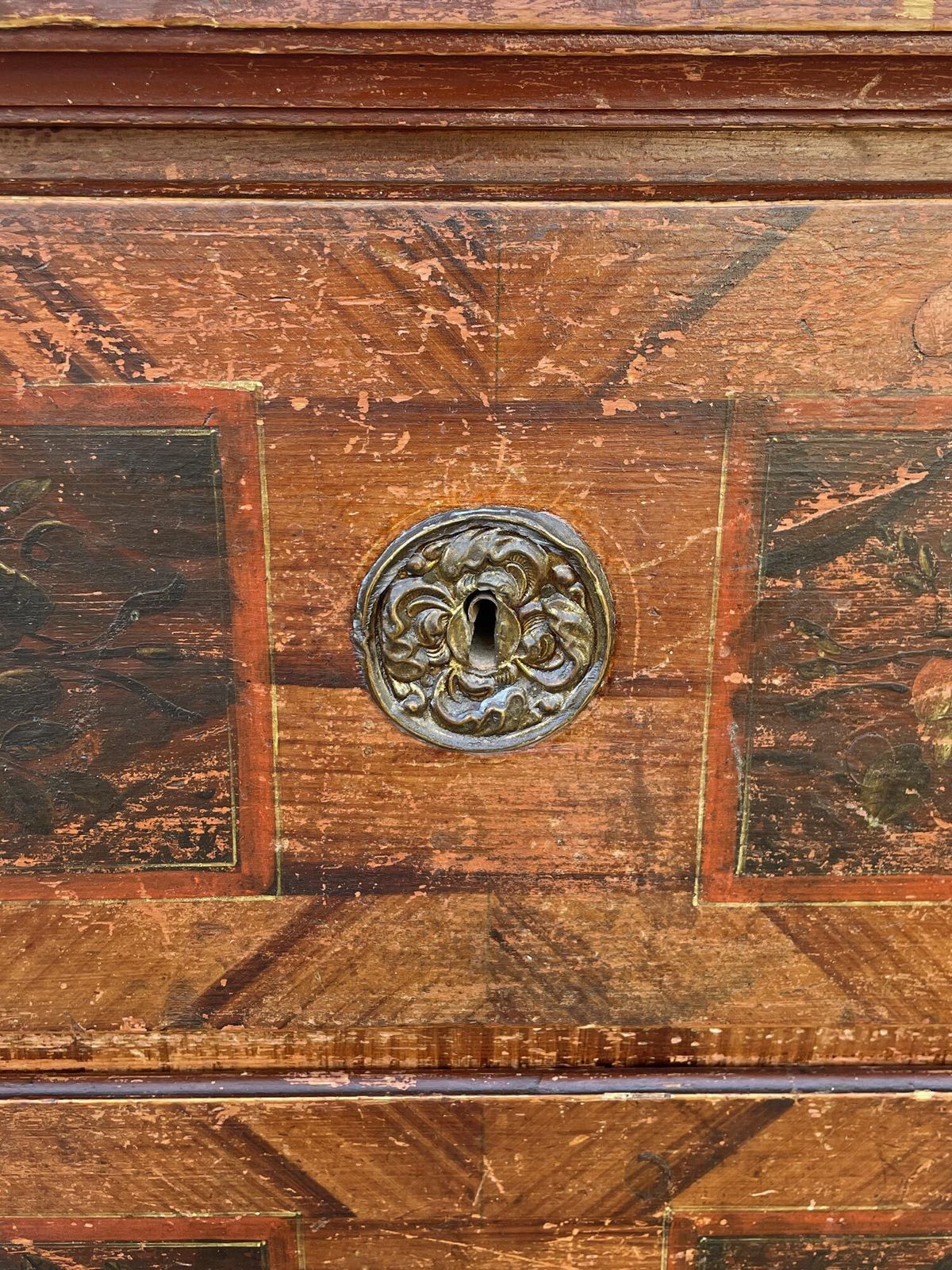 Painted Alpine Chest Of Drawers Dated 1840 photo Furniture