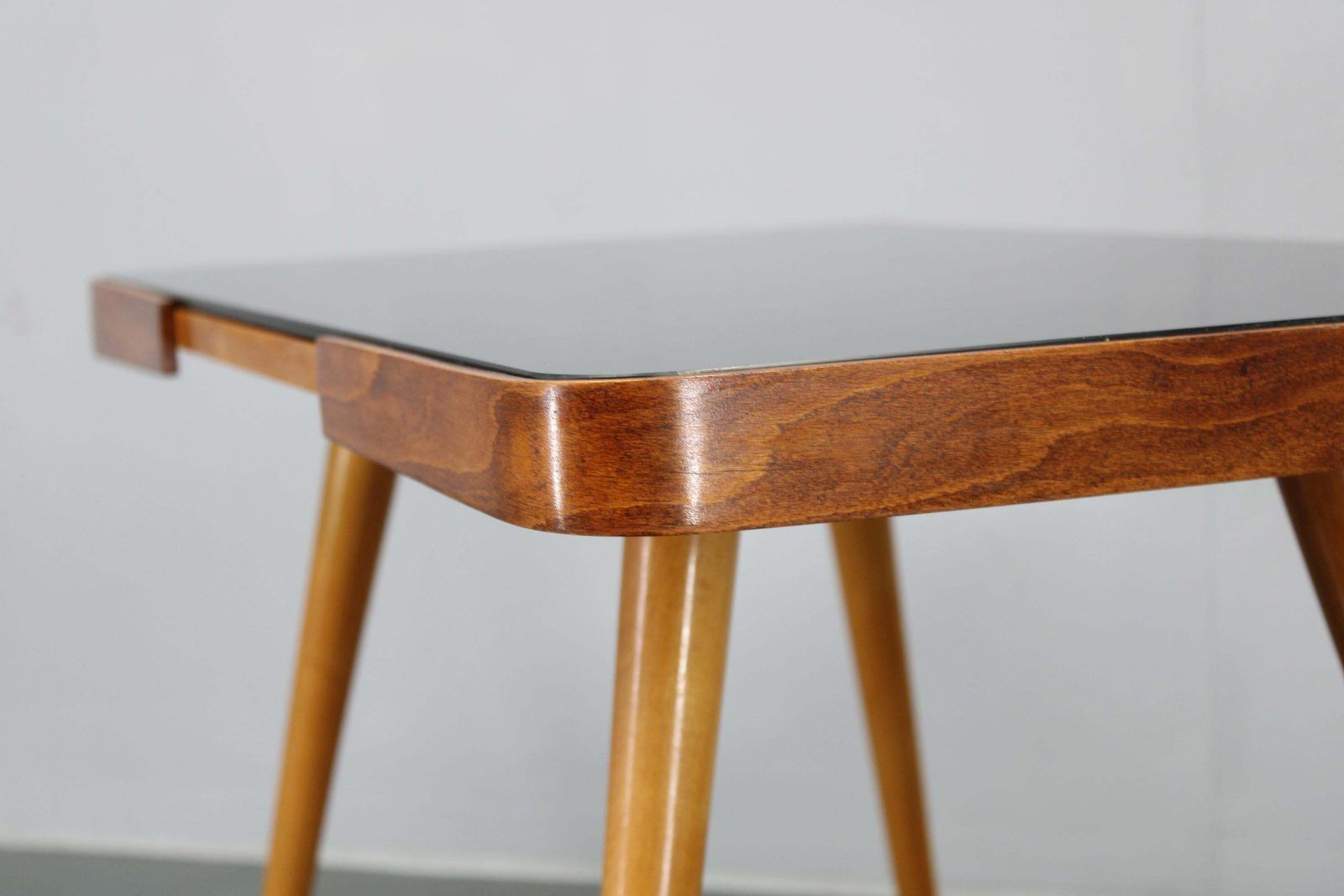 1960s Beech Coffee Table With Opaxy Glass Top, Czechoslovakia photo vinterior