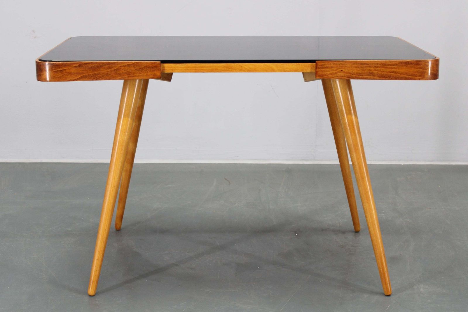 photo vinterior 1960s Beech Coffee Table With Opaxy Glass Top, Czechoslovakia