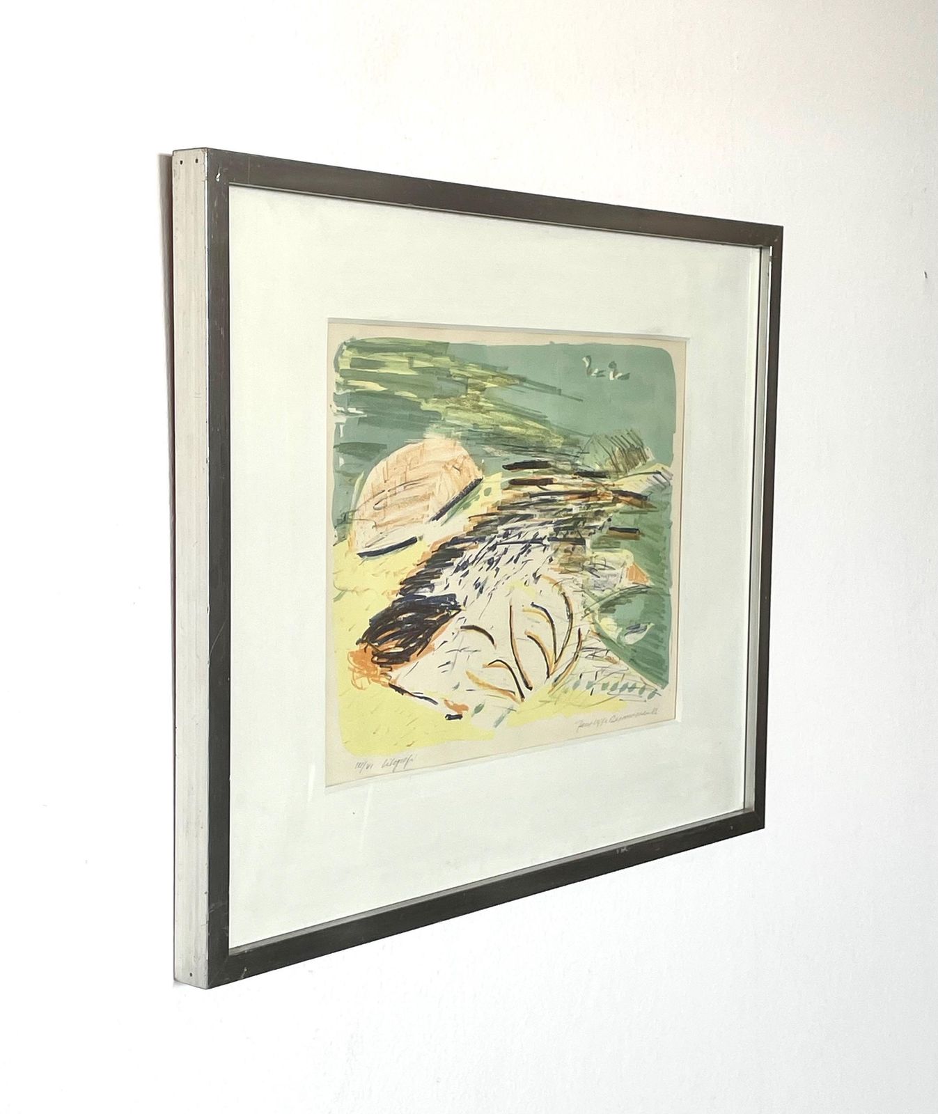 Vintage Danish Lithographic Print From 1982 By Jens Uffe Rasmussen (B. 1948)   Abstract Expressionist Art By Renowned Artist From Denmark photo for sale