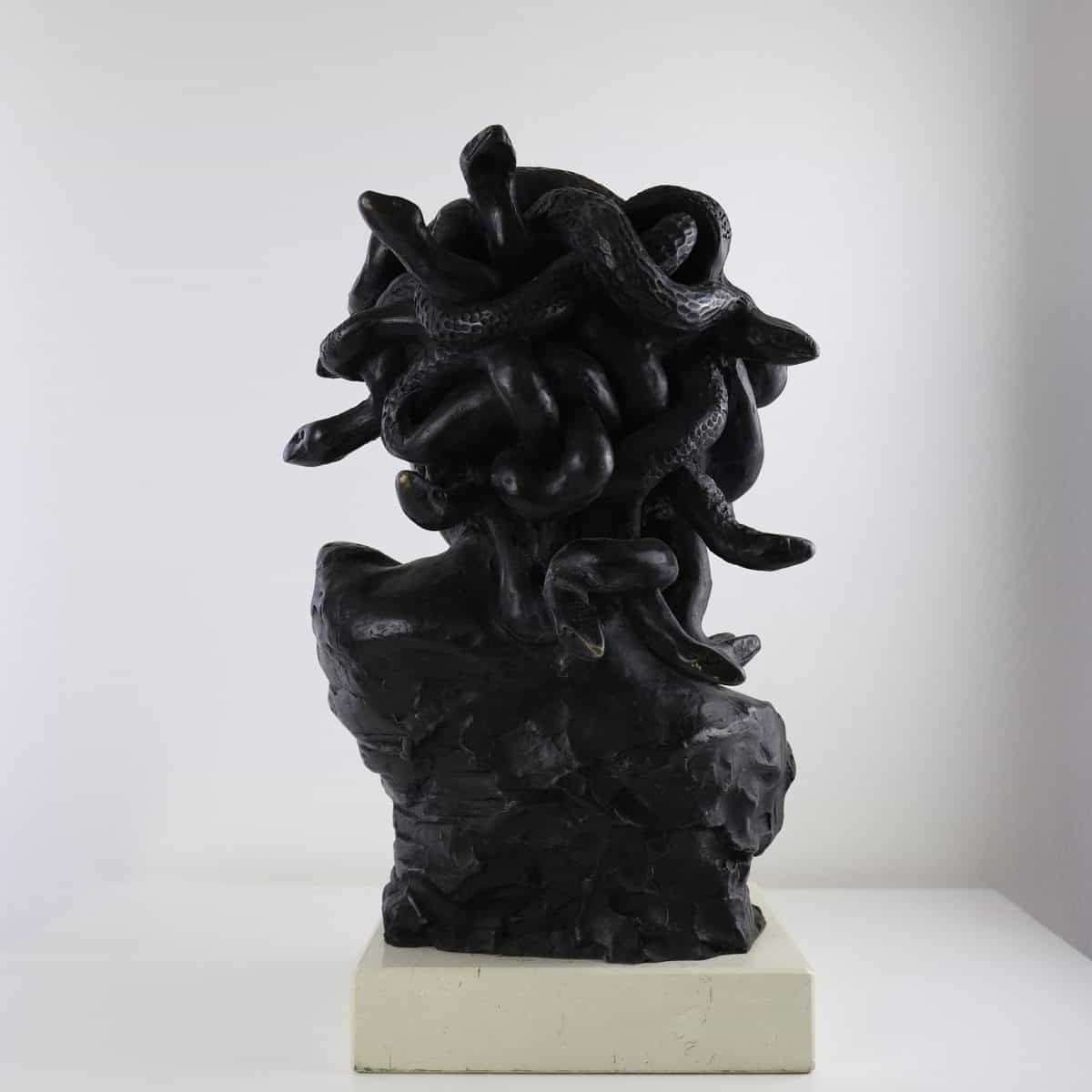 Lost Wax Bronze Sculpture, 20th Century, Head Of Medusa photo vintage