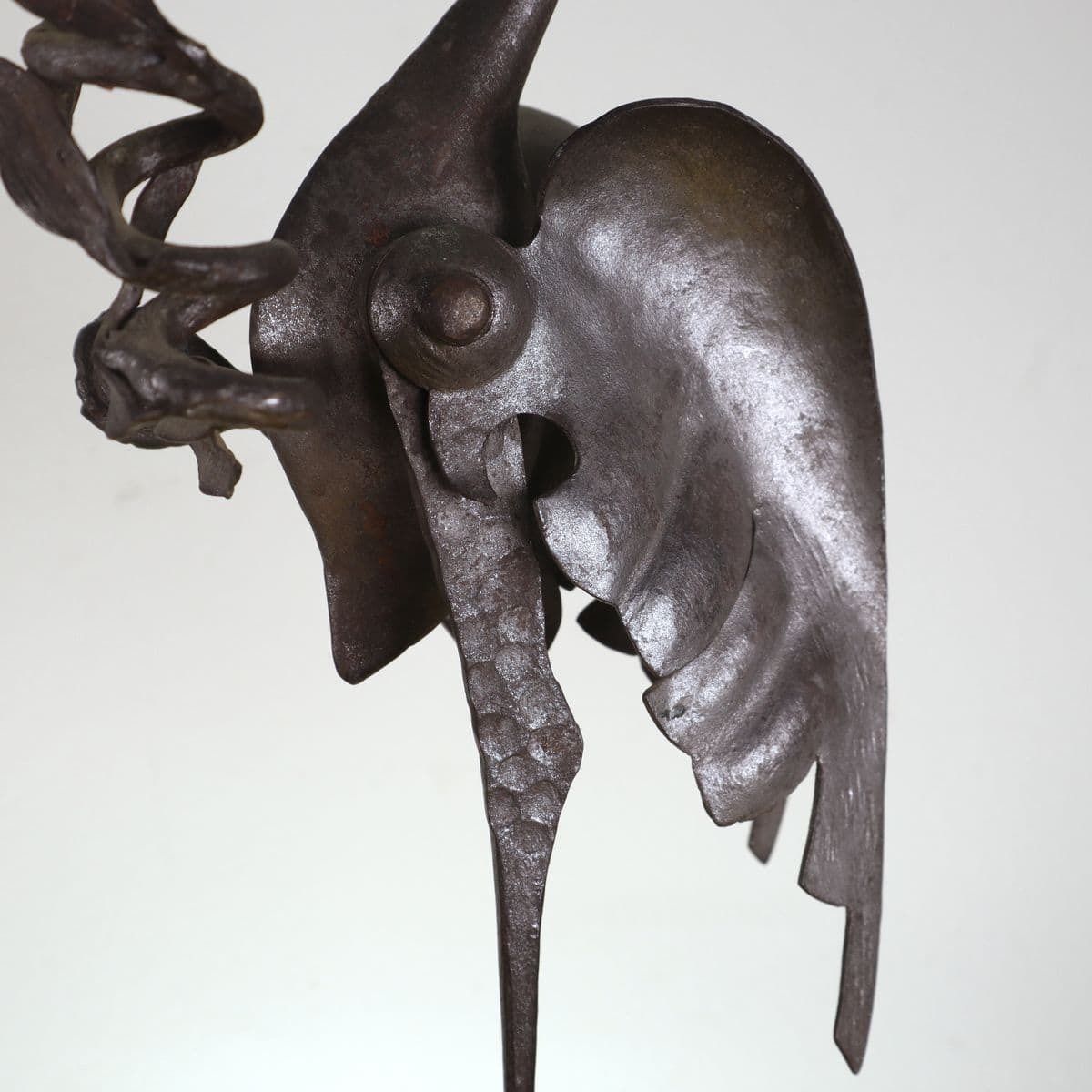 Iron Sculpture With Black Marble Base, Attributed To Carlo Rizzarda photo for sale