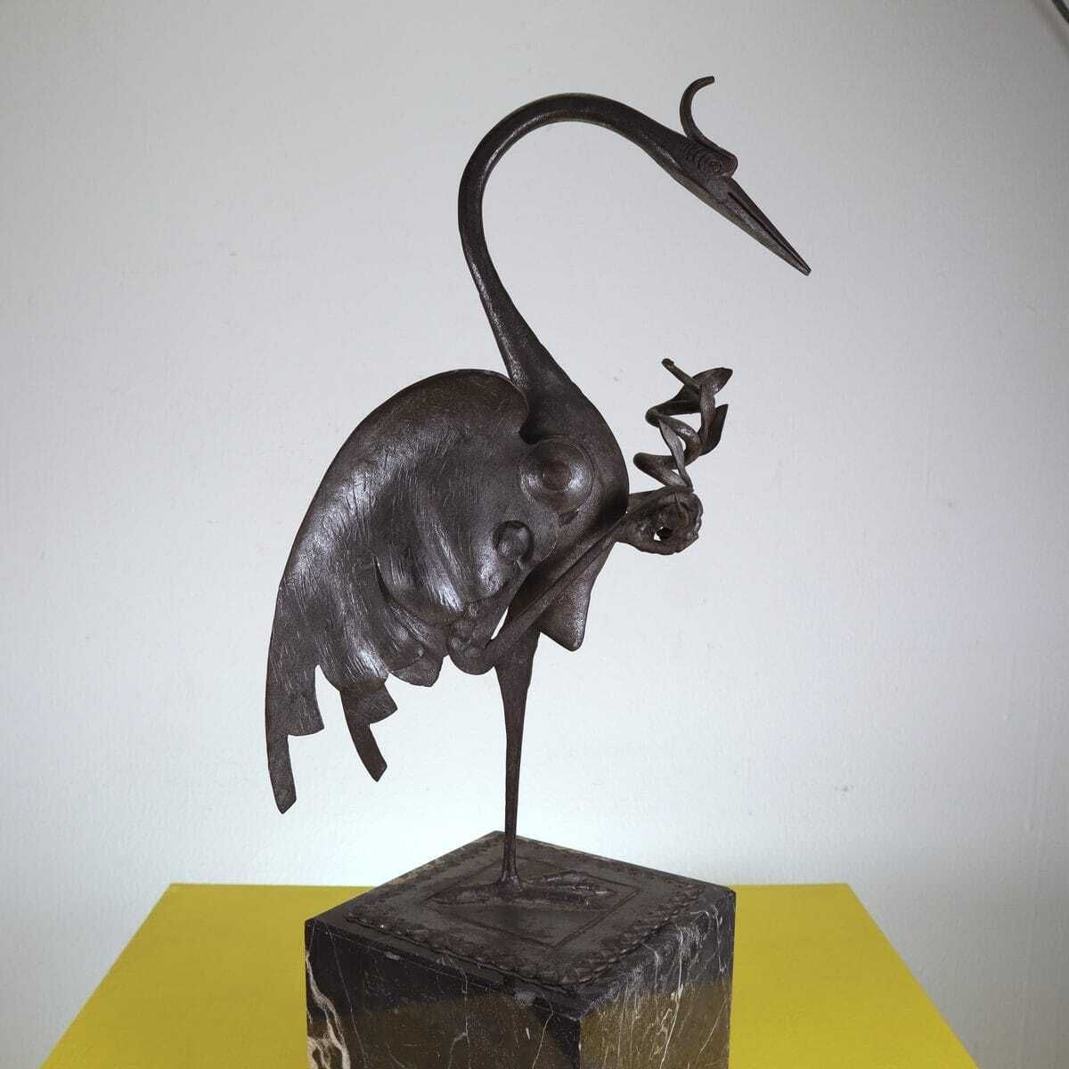 Iron Sculpture With Black Marble Base, Attributed To Carlo Rizzarda photo buy