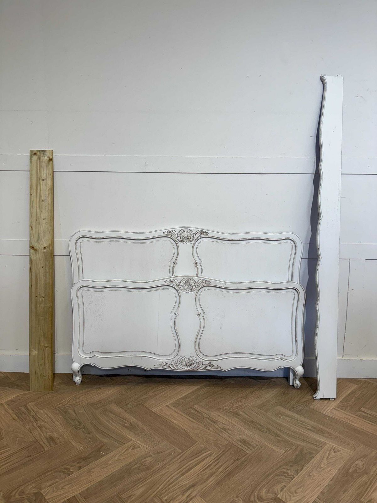 Stunning Vintage French Painted 5ft Bed With Slatted Base Double French Bed photo furniture