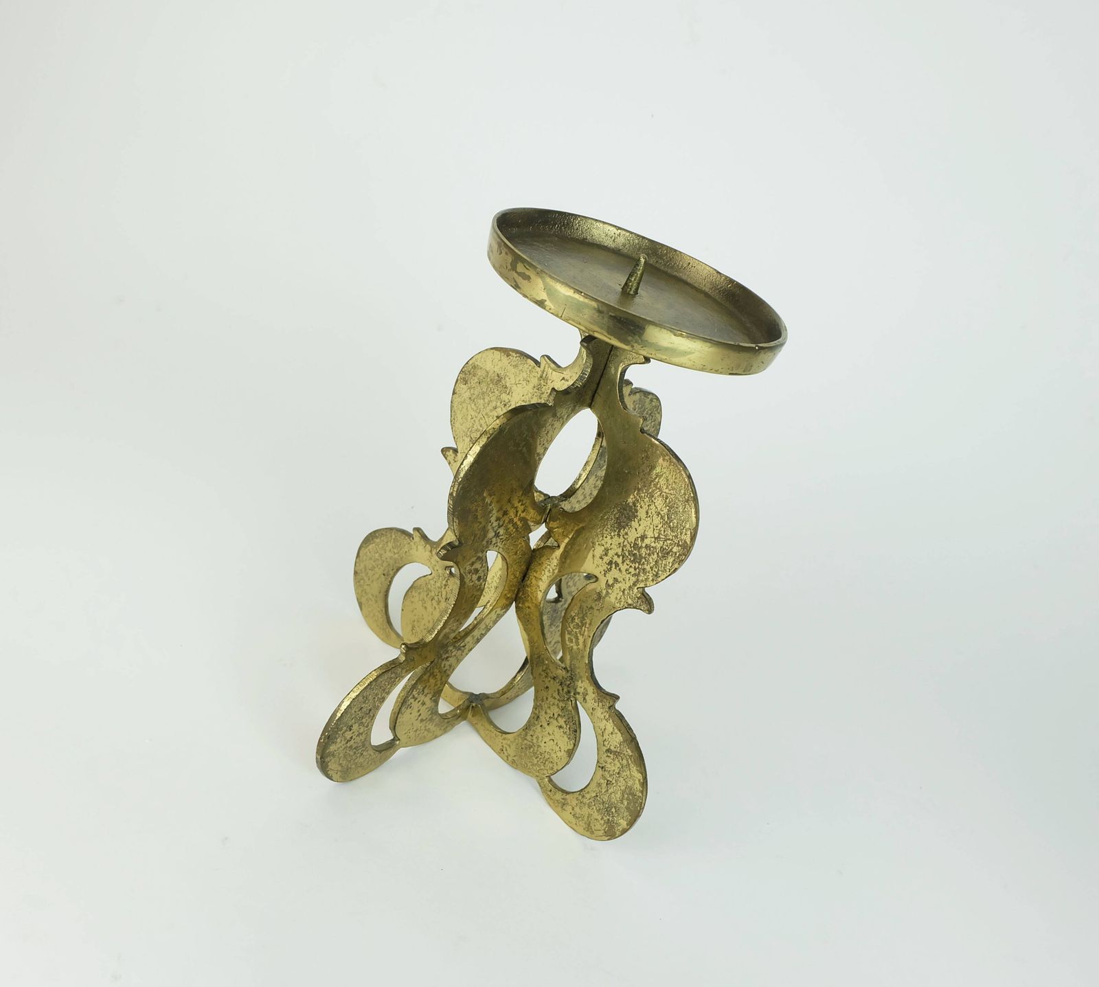 1960s Mid Century Brutalist Brass Candleholder For One Big Candle photo furniture