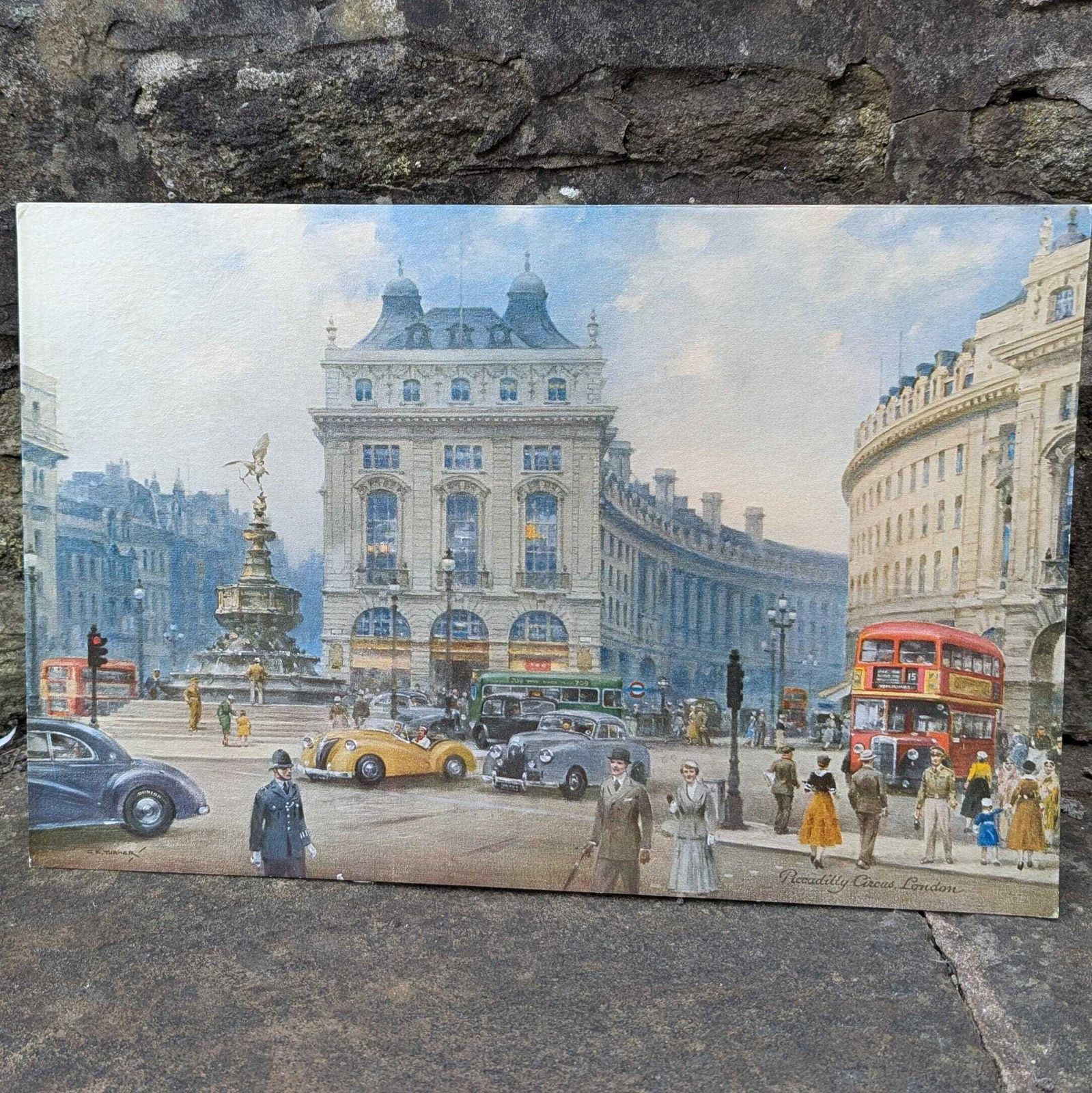 Vintage Print Of Piccadilly Circus   London Produced For Dunlop Rubber Company By Ce Turner photo furniture