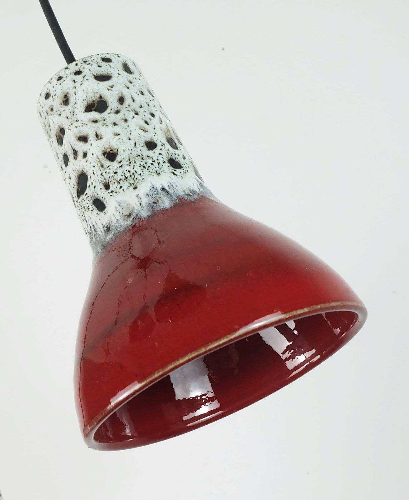1970s Mid Century Pendant Light 5 Light Cascading Lamp With Fat Lava Cerami photo Lighting
