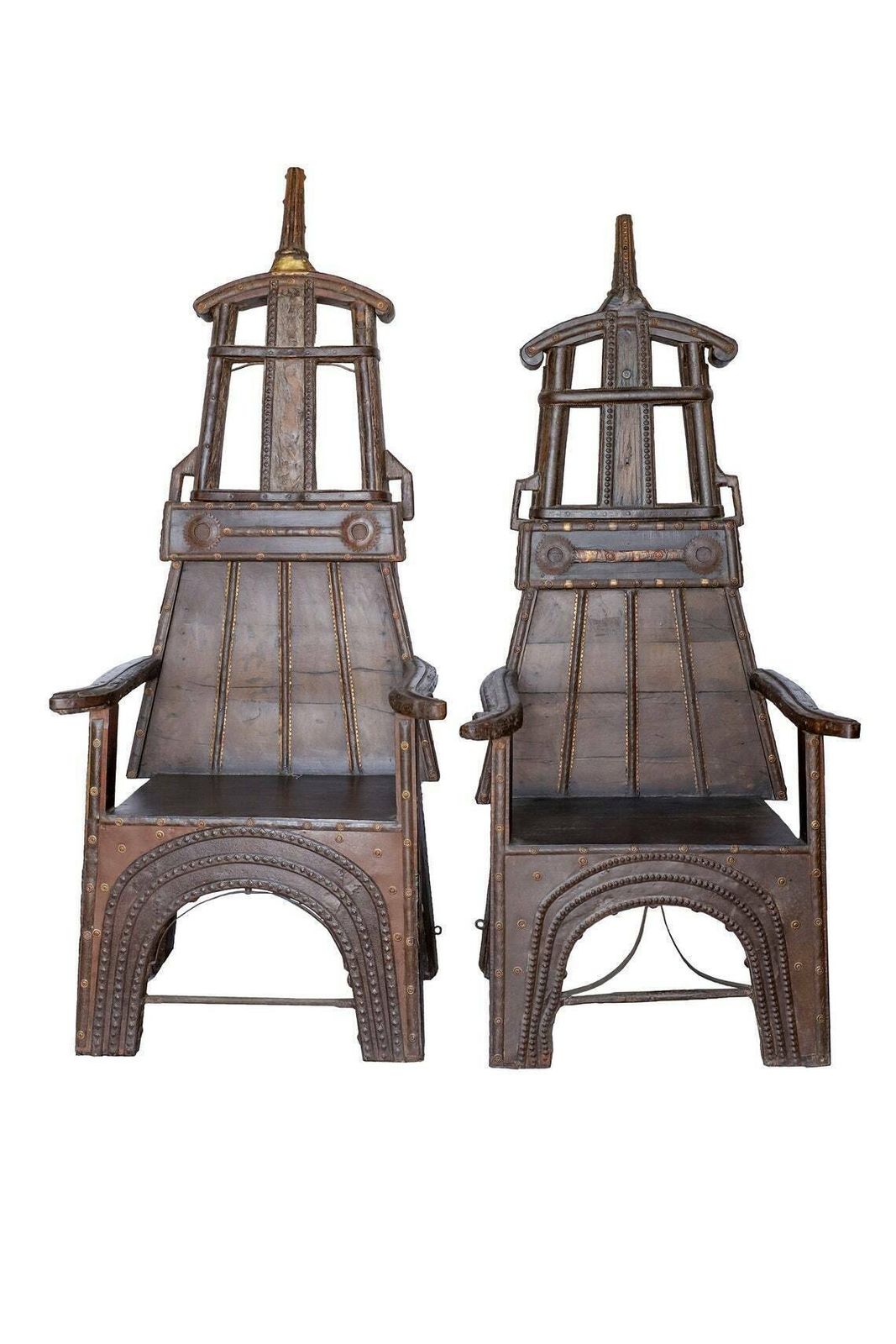 Upcycled Handcrafted Bullock Cart Chairs (Pair) | Solid Wood From Punjab, India, Circa 1900 photo Furniture