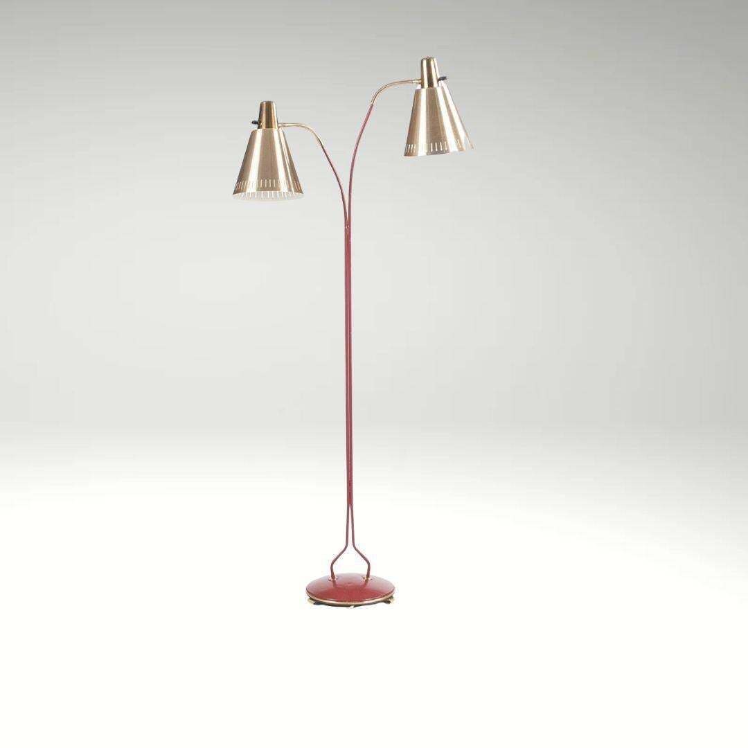 Red Lacquered And Brass Floor Lamp By Eskilstuna Elektro Fabriks Ab photo furniture