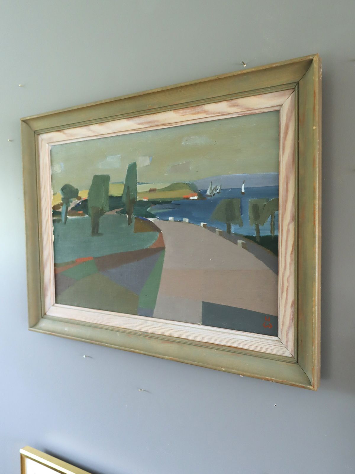 Coastal Curve, Oil Painting, Mid 20th Century photo Art