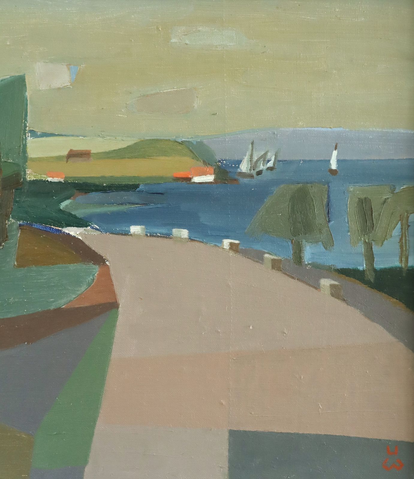 photo for sale Coastal Curve, Oil Painting, Mid 20th Century