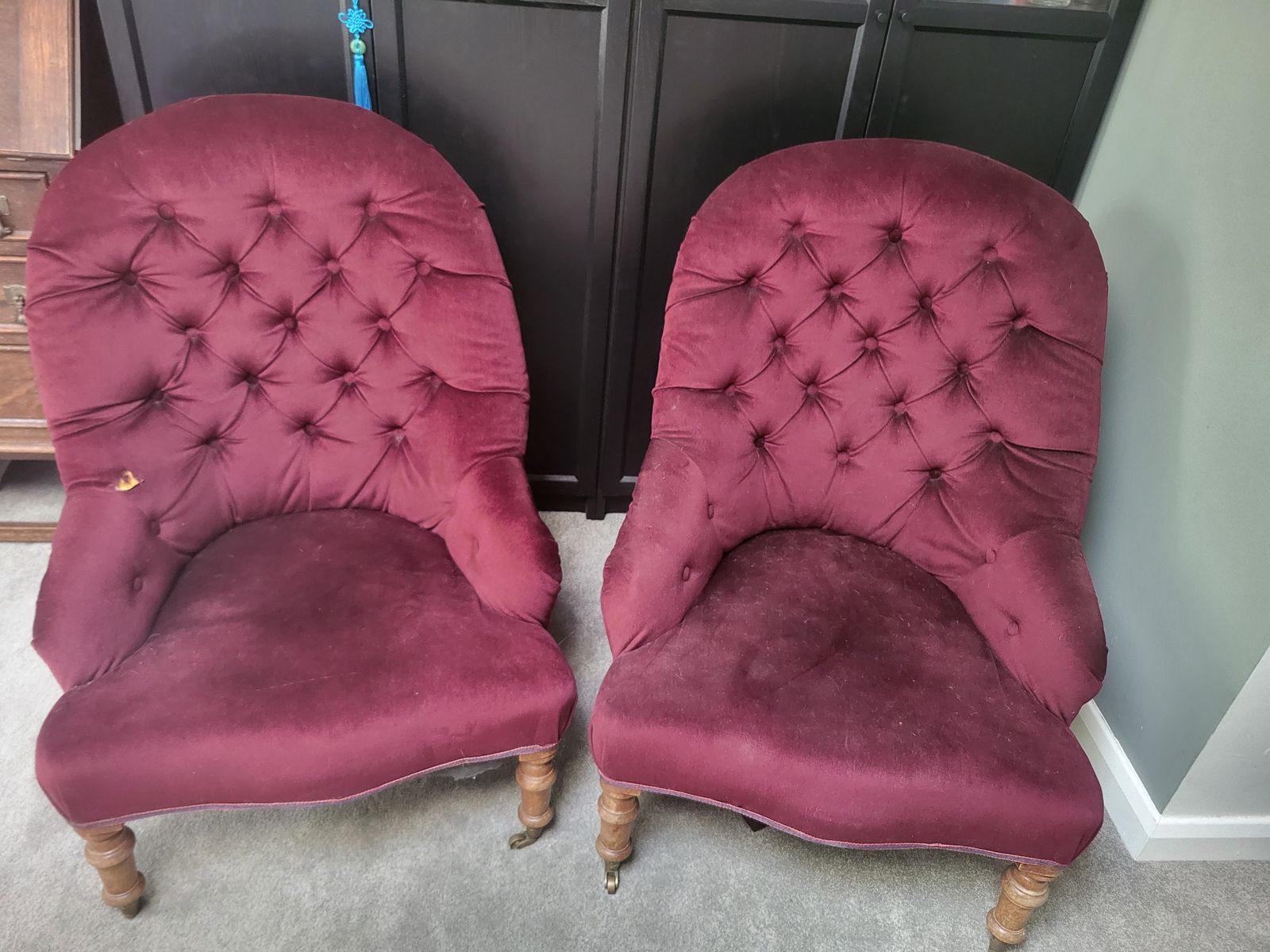 Victorian Spoon Back Fireside Nursing Chairs photo for sale