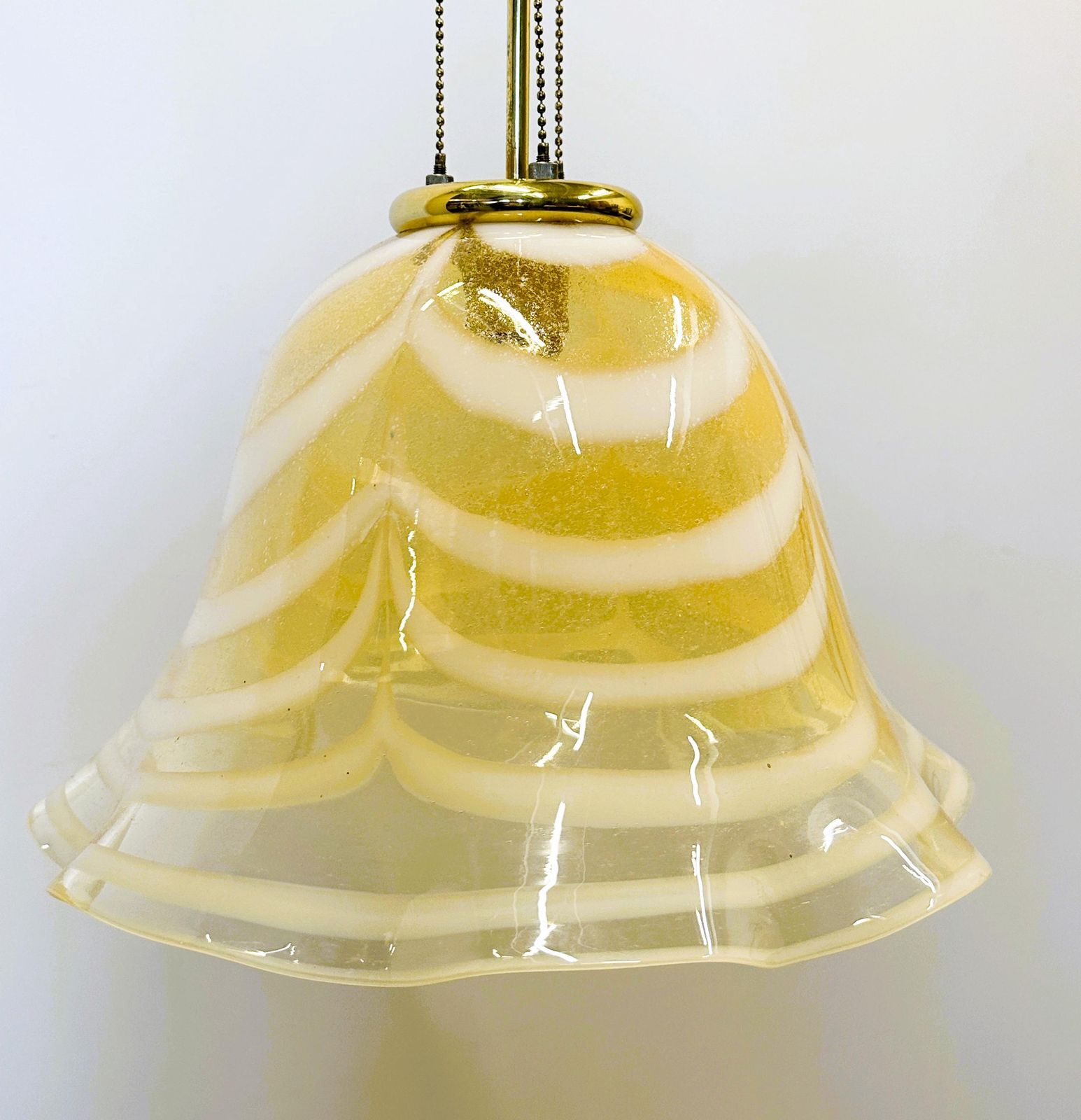 Venetiaanse Murano Gestreepte Kunstglazen Hanglamp Fazzoletto, Italië, Jaren 1970