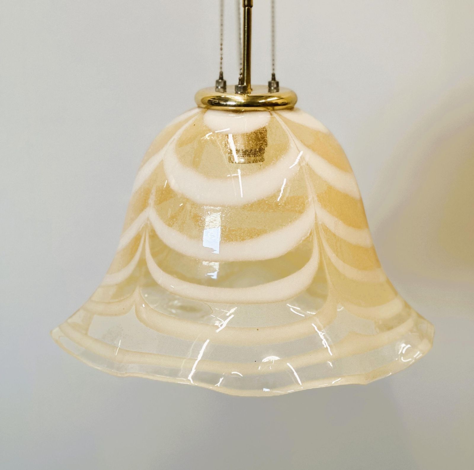 Venetiaanse Murano Gestreepte Kunstglazen Hanglamp Fazzoletto, Italië, Jaren 1970 photo vintage