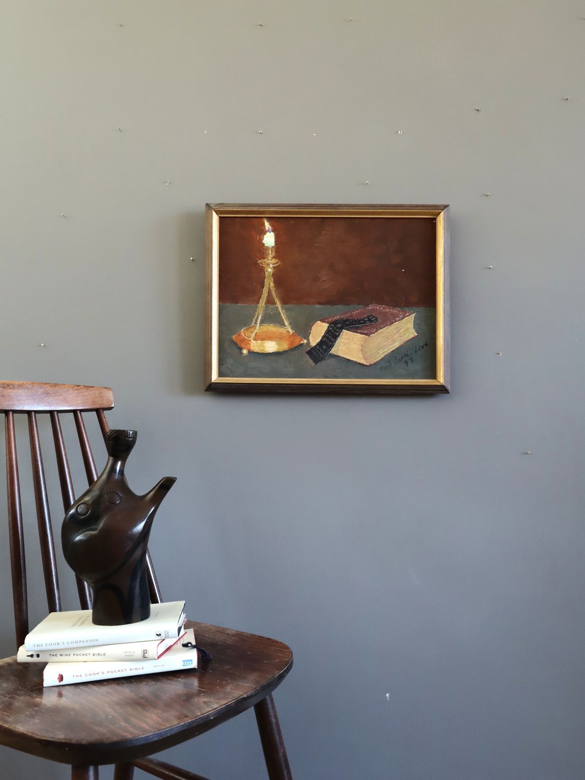 By Candlelight, Oil Painting, 1970s photo furniture