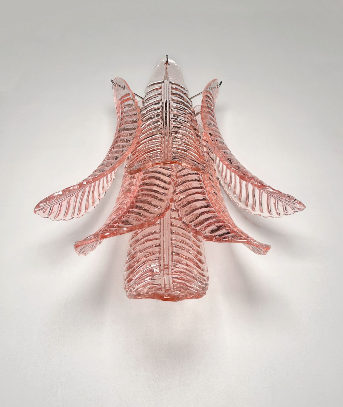photo for sale Pair Of Vintage Murano Pink Felci Glass Wall Sconces
