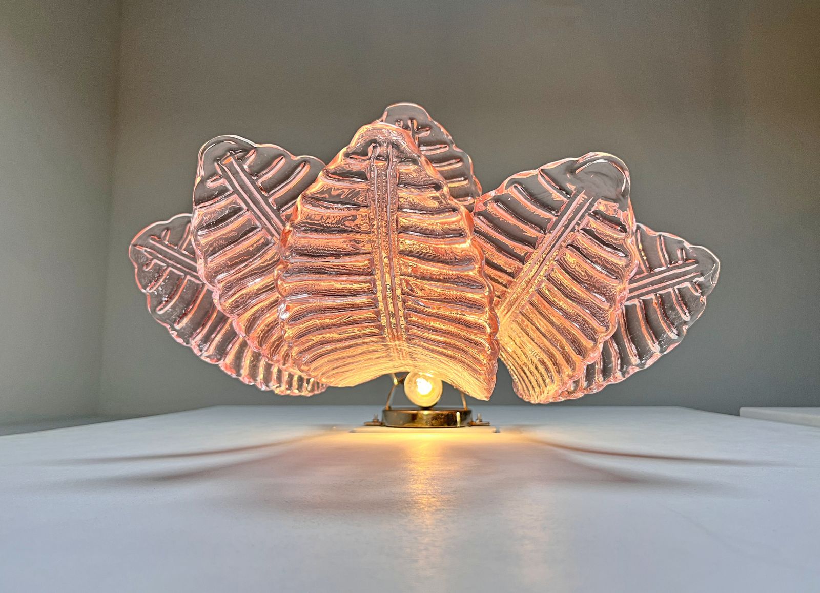 450.0 Pair Of Vintage Murano Pink Felci Glass Wall Sconces photo