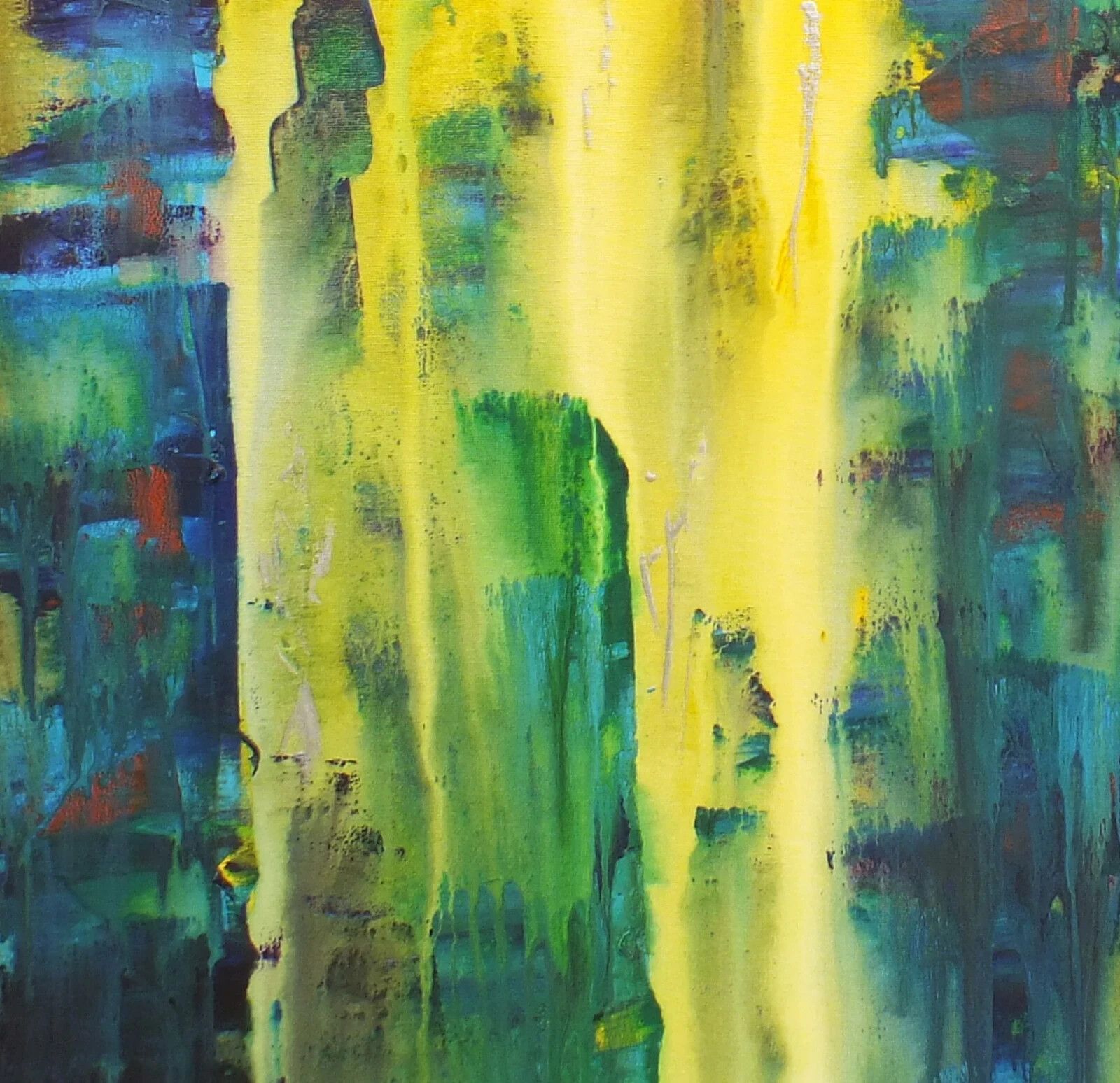 Large Abstract Cityscape Painting City Spires Signed  James Lucas 90cm X 90cm photo vintage
