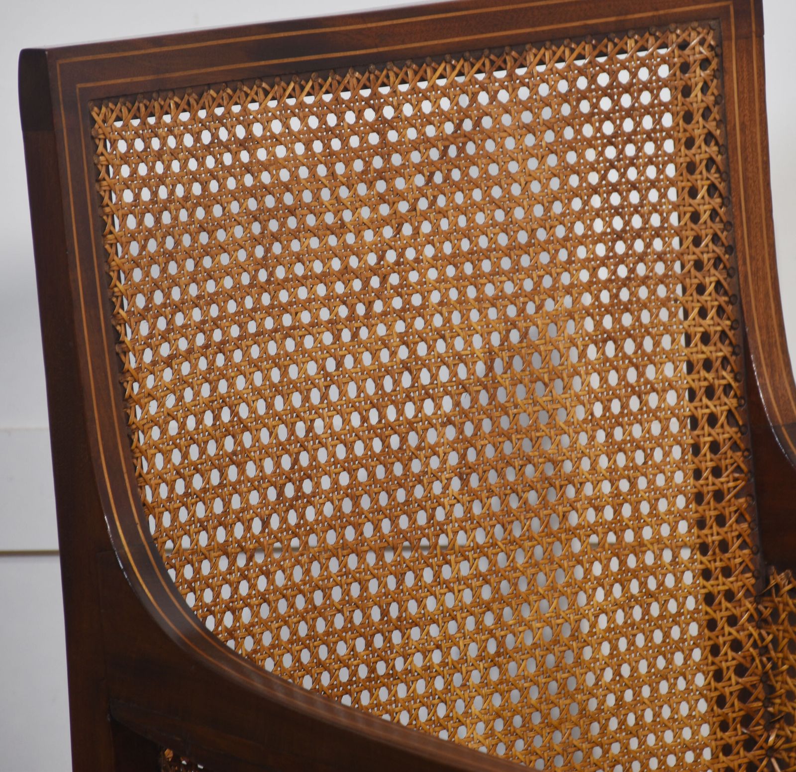photo for sale Mahogany Inlaid Bergere Armchair