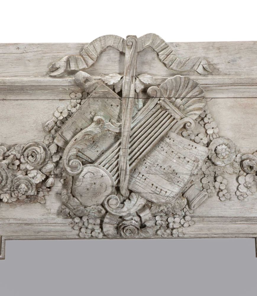 18th Century French Oak Panelled Trumeau Mirror photo for sale