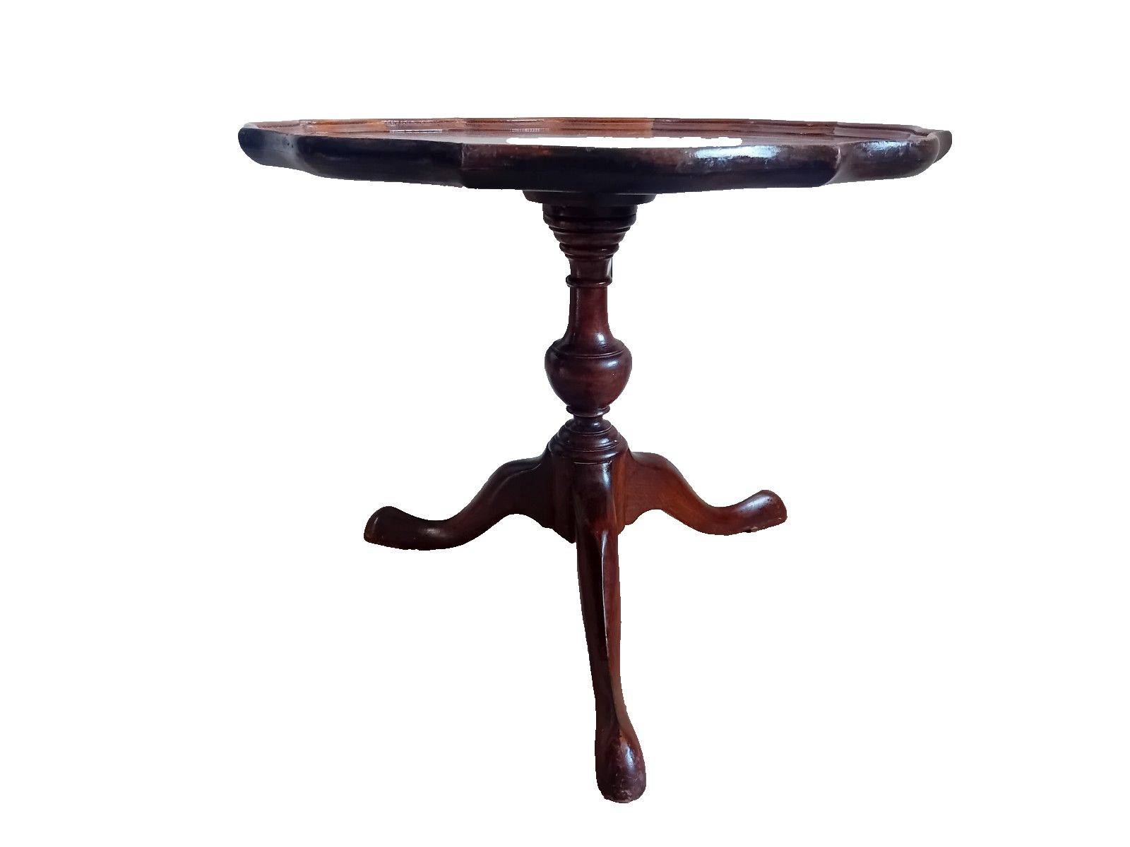 Furniture Beautiful Antique Flame Mahogany Pie Crust Edge  Lamp/Tea/Side /Wine Table photo
