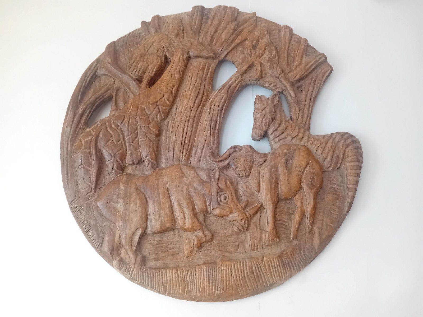 Original Mid Century Hand Carved African Circular Wall Art
