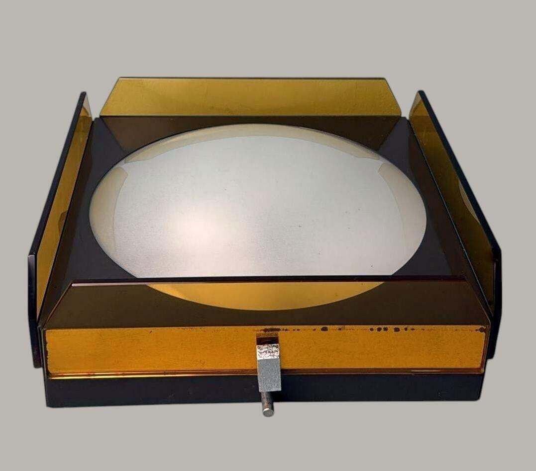 Veca For Fontana Arte  Italian Crystal, Glass And Metal Ceiling Light photo Lighting