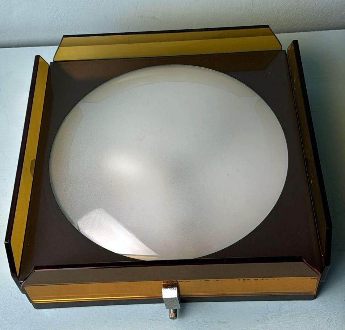 photo furniture Veca For Fontana Arte  Italian Crystal, Glass And Metal Ceiling Light