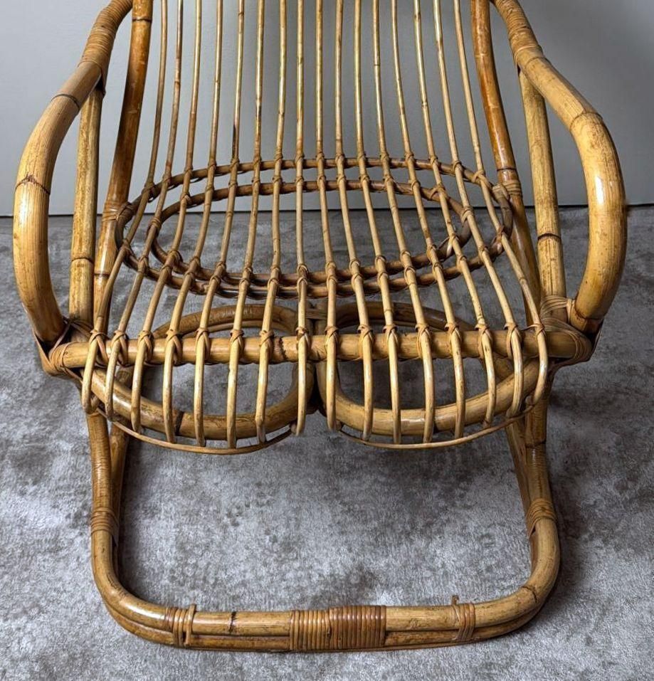 photo buy Rustic Style Large Italian Bamboo And Wicker Cane Armchair