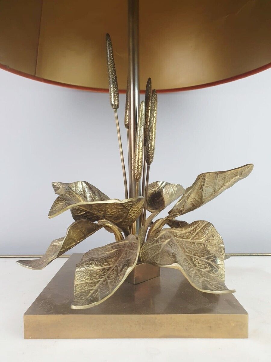 1970s Bronze Lamp With Reed Decor In The Style Of Maison Charles photo furniture