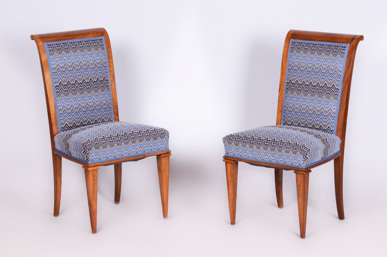 Restored Pair Of Art Deco Armchairs, Jules Leleu, Polish, Walnut, France, 1920s