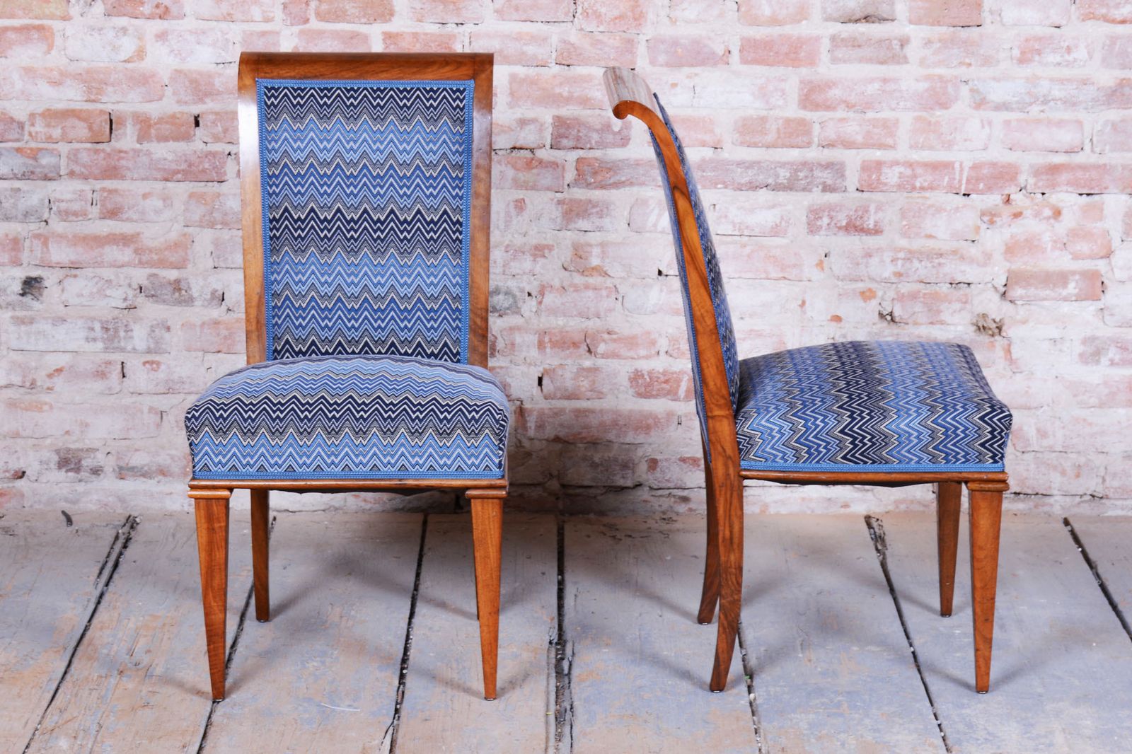 Restored Pair Of Art Deco Armchairs, Jules Leleu, Polish, Walnut, France, 1920s photo for sale